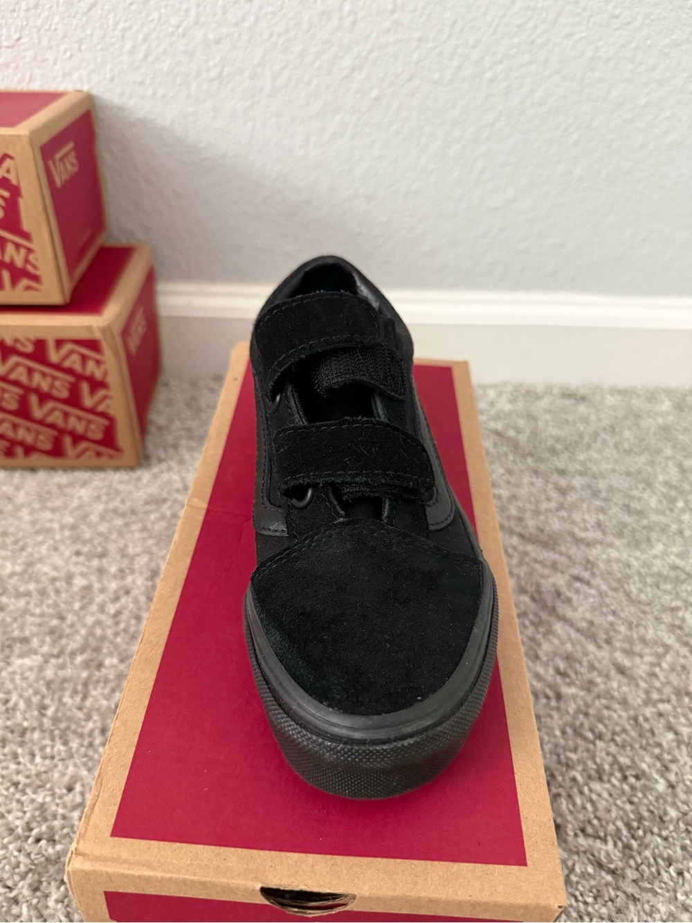 Vans Kids Black Suede Velcro Skate Sneakers